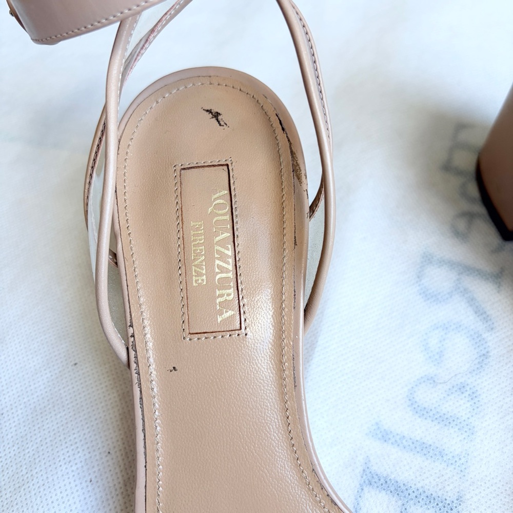 Aquazzura Beige Ankle Strap Heels Size 36 - Picture 5 of 7